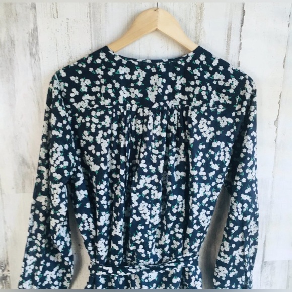 J Crew Tunic Dress Little Blooms Women S Long Sleeve Crew Neck Cotton Floral - Picture 6 of 7